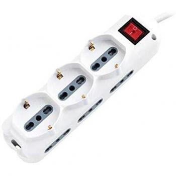Multipresa Eléctrica 9 Puertos con 6 Tomas 2P+T 10/16A Bipolar y 3 Tomas Schuko con Interruptor, Cable de 1,5 Metros - V-TAC SKU-