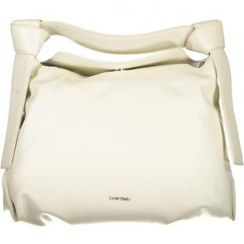 Calvin Klein Elegant Beige Faux Leather Shoulder Bag with Contrast Details