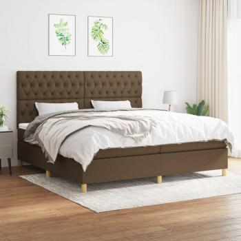 Cama box spring suave con colchón marrón oscuro 200x200 cm Tela Vidaxl
