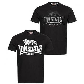 Camisetas Lonsdale Kelso de Manga Corta para Hombre, Paquete de 2 Unidades, Color Negro, Talla 2XL