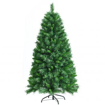 Árbol de Navidad Artificial Frondoso Costway 150 cm con Bisagra, 456 Ramas, Base Plegable de Metal, 100% Nuevo PVC Verde