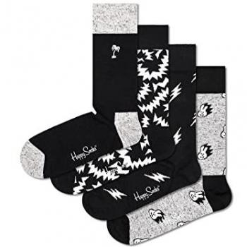 Juego de Calcetines Alegres en Negro y Blanco para Hombre y Mujer - 4 Paquetes (Talla 36-40)
