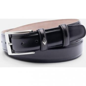 Cinturón de piel para hombre Lottusse en color negro con hebilla de vacuno semi-brillante