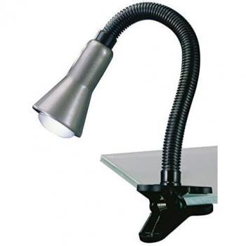 Flexo de Mesa con Pinza E14 1x18W, Color Acero, Diseño Flexible y Ajustable