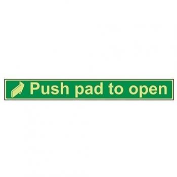 vsafety 22007bu-g condiciones de seguridadpush Pad abrir puerta signo, brillan en la oscuridad, 1 mm, de plástico, Horizontal, 600 mm x 75 mm), color verde
