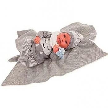 Sweet Reborn Pipo toquilla gris de 40 cm