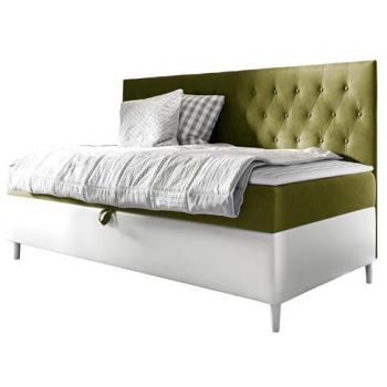 Cama Continental Baltimore 166 Individual con Somier de Cuero Ecológico y Cajón, 80x200 cm, Acolchado Verde