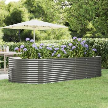 Powder-Coated Steel Garden Raised Bed 291x140x68 cm Gray