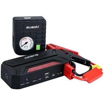 Suaoki T3 Plus - Jump Starter de 18000mAh, 600A Coche Arrancador con Mini Compresor de Aire