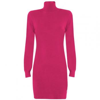 Fuchsia Viscose Knit Dress - S, YES ZEE, Knitted Dresses, female, Pink