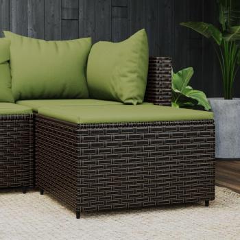 Brown Poly Rattan Garden Footrest with Cushion