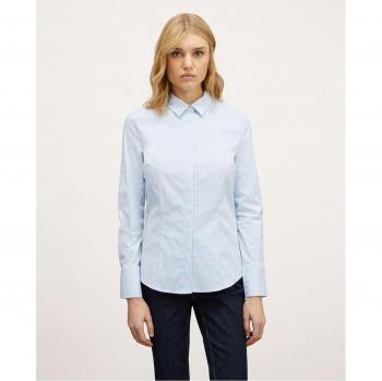 Camisa de mujer en popelina de rayas con tapeta de botones inglesa