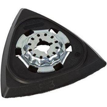 Wolfcraft 3944000 plato abrasivo Expert, triangular, para hojas de lijar adhesivas de 95 mm PACK 1, 0 V, negro