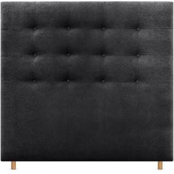 Cabecero Capitoné hasta el Suelo 160cm Tapizado en Tela y Polipiel Aqualine Negro para Cama Matrimonio e Individual
