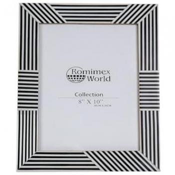 Marco de Fotos Romimex Blanco Negro Resina Madera MDF 26 x 31 x 2 cm