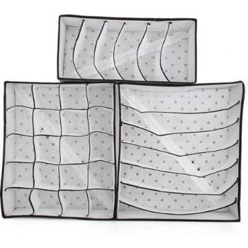TOOGOO(R) 3 x Organizador Caja para Bra Calcetines Nececer Lenceria Negro