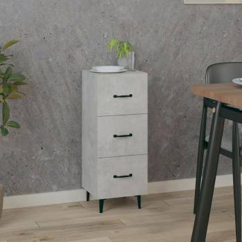 Aparador de madera contrachapada 34,5x34x90 cm en color gris hormigón, mueble de almacenaje para salón, buffet y armario auxiliar