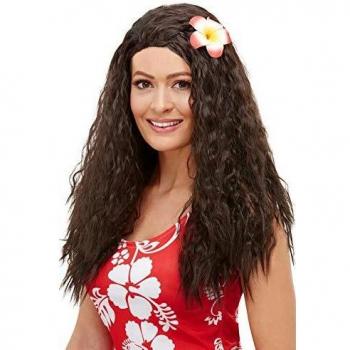 Smiffys Hawaiian Wig Peluca hawaiana, color marrón,