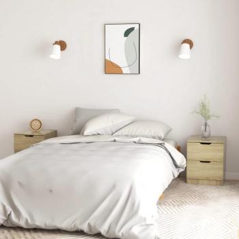 Mesita de noche 2 piezas Sonoma Oak 40x40x50 cm de madera multicapa color roble marrón