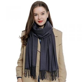 Bufanda de invierno grande para mujer 185 x 65 cm liso suave y cálido - antracita