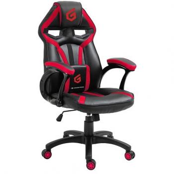 Conceptronic Eyota05R Silla Gaming Negra/Roja con Soporte Lumbar Ajustable, Reposabrazos Acolchados, Mecanismo de Mariposa, Recubrimiento PU de Alta