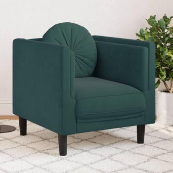 Sillón con cojín de terciopelo verde oscuro