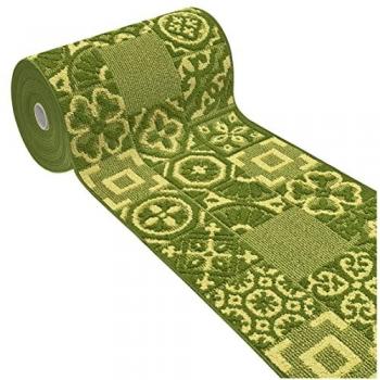 Alfombra de Cocina 3D Antideslizante Lavable Verde 57x270 cm - Diseño de Azulejo Maiolica 100% Made in Italy