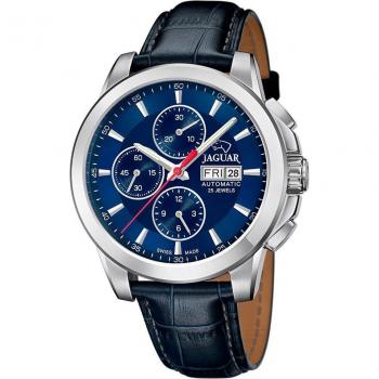 Reloj Automático Jaguar J975/6 para Hombre con Caja de Acero Inoxidable 316L Gris Plata y Correa de Piel Azul
