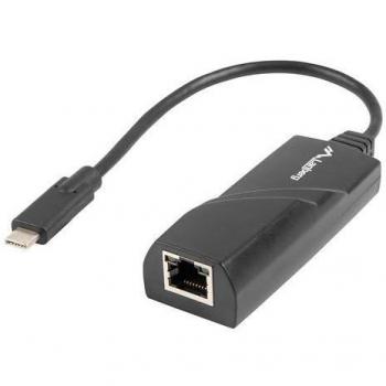 Lanberg NC-1000-02 Adaptador USB Tipo C 3.1 a Ethernet RJ45 Macho/Hembra 1 Gbps Negro 0.15m