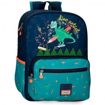 Mochila Escolar Enso Dino Artist Multicolor para Niños con Bolsillos Frontales 38cm