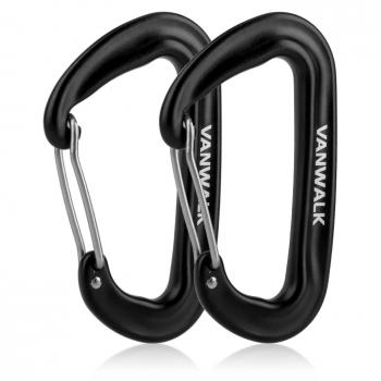 Mosquetones de Alambre de Aluminio de 12KN - Paquete de 2 - 2645 LBS calificados cada uno - 7075 - Clips de Carabiner Ligero de VANWALK para Hamaca Escalada Rocking