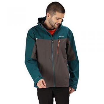 Regatta Birchdale Waterproof & Breathable Technical Hooded Hiking Shell Jacket Chaqueta Impermeable, Hombre, Deep Teal/Magnet, Medium