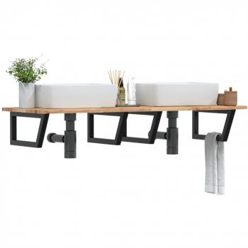 Estante de lavabo de pared acero y madera maciza de acacia Vidaxl Marrón