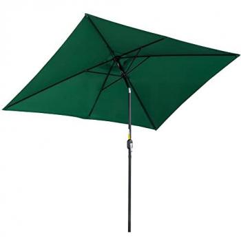 Outsunny Sombrilla de Aluminio 200x300 cm Parasol Rectangular Inclinable con Manivela y Poste Desmontable para Jardín, Terraza, Piscina y Patio