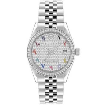 Ladies Philipp Plein Date Superlative Watch, characteristics: Women's watch, analog quartz movement, stainless steel strap, gray color, crystal embellishments, one size