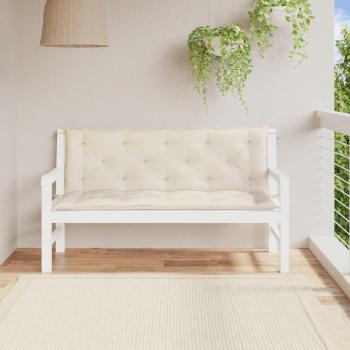 Cream White Oxford Fabric Garden Bench Cushion 150x(50+50)x7 cm