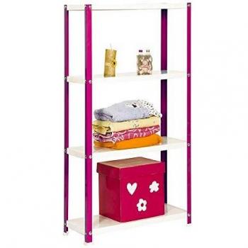 Estantería SIMONHOME CLASSIC MINI 4/400 ROSA/BLANCO - Estantería con tornillos para casa Homeclassic 4 estantes Rosa/Blanco 1600x800x400 mms - Estanter