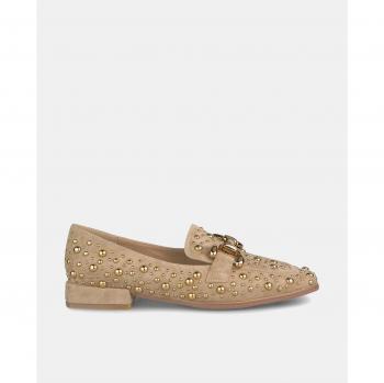 Alma En Pena I23175 Mocasines de Vestir para Mujer con Tachuelas de Piel Marrón