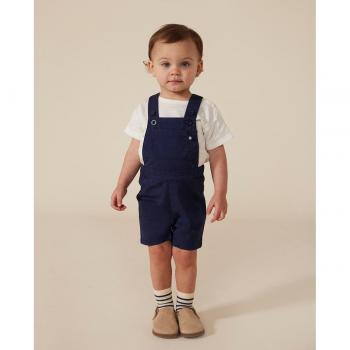 Pijama sin pies de algodón con ballenas marinas Petit Bateau - Peto corto bebé azul marino