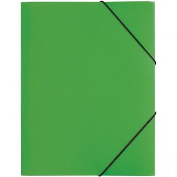Carpeta Gummizug de 3 solapas DIN A4, color verde, capacidad para 250 hojas, material PP