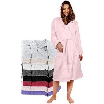 Twinzen Bata Baño con Capucha, Albornoz 100% Algodón para Mujer