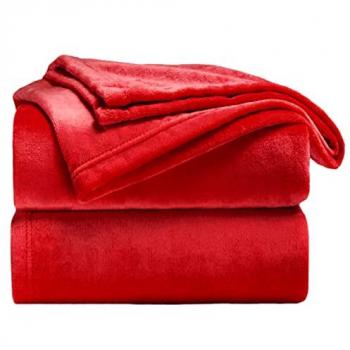 Manta de Terciopelo para Sofá 100% Microfibra Suave Tipo Sedalina Ideal para Salones y Dormitorios Naranja/Rojo 130x160 cm
