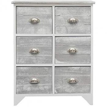 vidaXL Armario auxiliar 6 cajones madera de Paulownia gris 60x30x75 cm