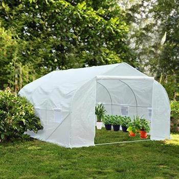 Invernadero con Cubierta para Jardín Patio Caseta 350x300x200cm Mosquitera Plantas Flores Blanco