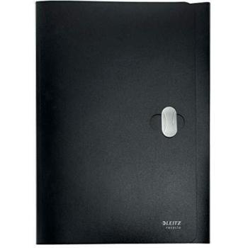 Carpeta Reciclable Leitz con Tres Solapas y Gomas - Polipropileno Negro - Formato A4