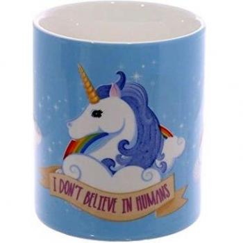 I Don't Believe in Humans Unicorns Cute Kawaii Ceramic Mug White