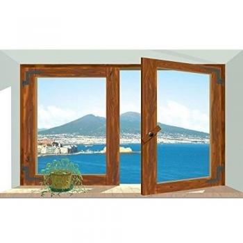 Rápida Trompe - Trompe l'oeil wallkraft ventana a Napoli y VESUVIO S-F02