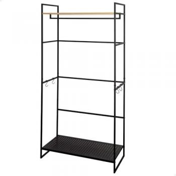 Armario Abierto Max Home 83x39x167 cm con Barra Superior, Estante, Zapatero y Ganchos Extraíbles de Acero y Madera - Organizador para Ropa, Calzado y Accesorios (Máx
