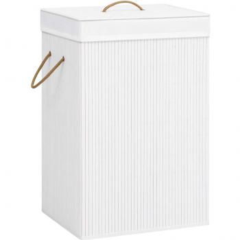 Cesto de ropa sucia de bambú blanco 72 L con 2 secciones