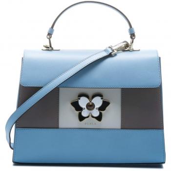 Furla Bolso de mano Mughetto en piel azul claro blanco y gris